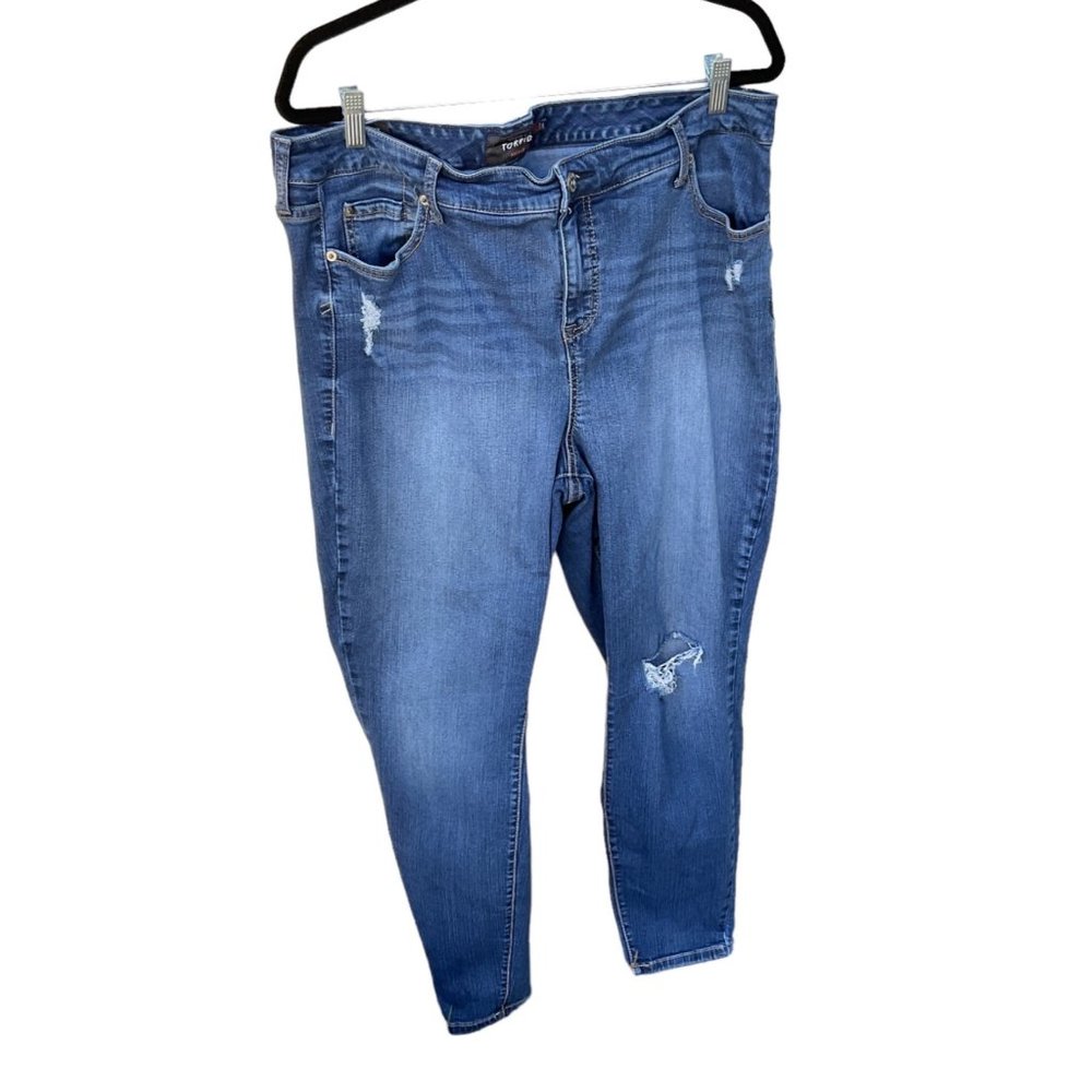 Torrid Premium‎ Woman's Distressed Denim Blue Jeans Size 20R High Rise Curvy